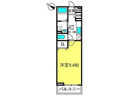 メゾン・ド・ジェルメ(1K/1階)の間取り写真