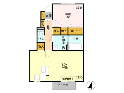 グランシャリオ(1LDK/1階)の間取り写真