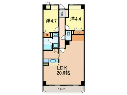 シティプラザ甲南山手(2LDK/3階)の間取り写真