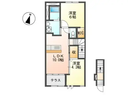 プレシャスワンII(2LDK/2階)の間取り写真