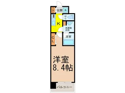 フローラル東別院(1K/4階)の間取り写真