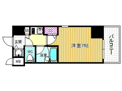 パラシオ南森町(1K/2階)の間取り写真