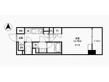 ティーエフレジデンス川崎殿町イースト(1K/6階)の間取り写真