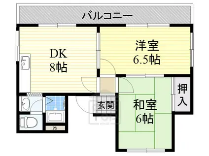 プレアール中桜塚(2DK/2階)の間取り写真