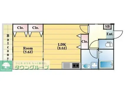 TAC RIVER(1LDK/1階)の間取り写真