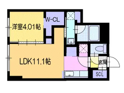 ラ・シュエット栄通D(1LDK/3階)の間取り写真