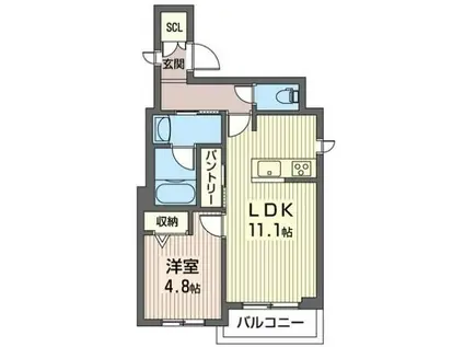 セルディーナ駒場(1LDK/2階)の間取り写真