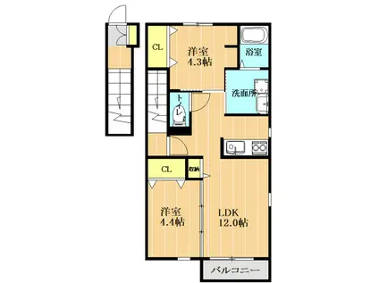 ルミエール平成II(2LDK/2階)の間取り写真