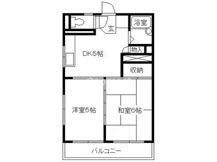 ハイツ桑の木(2DK/1階)の間取り写真