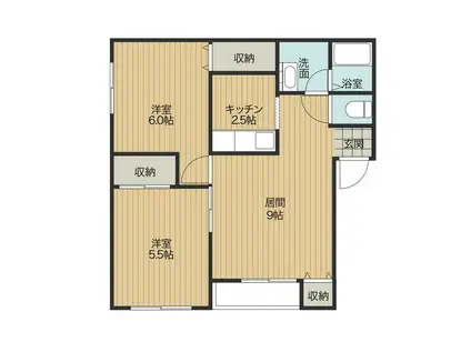 ブルーミングハイツC棟(3DK/2階)の間取り写真