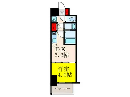 クレストコート江坂垂水町(1DK/2階)の間取り写真