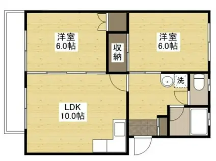 新涯マンション B棟(2LDK/5階)の間取り写真