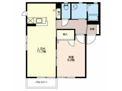 ビスタ中央B(1LDK/2階)の間取り写真