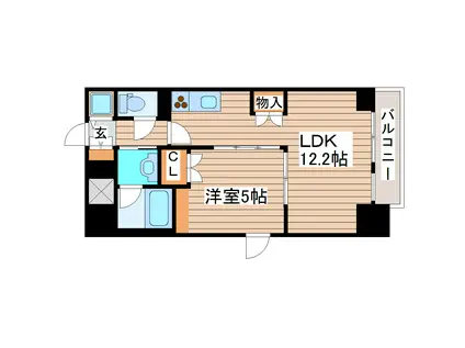 プラウドフラット五橋(1LDK/5階)の間取り写真