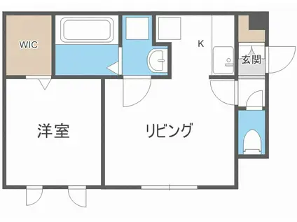 プラスオン恵み野(1LDK/2階)の間取り写真