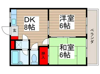 フジハイム(2DK/2階)の間取り写真