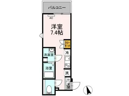 東急東横線 白楽駅 徒歩7分 5階建 築4年(ワンルーム/1階)の間取り写真