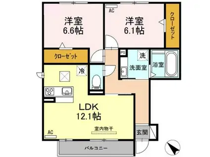 パストラルB(2LDK/1階)の間取り写真