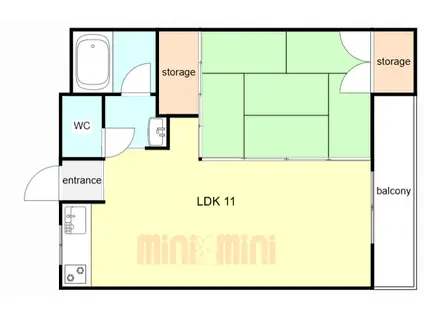 サンマリン籠池通(1LDK/2階)の間取り写真