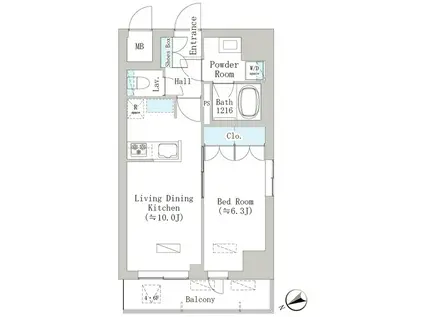 グレースティリア(1LDK/6階)の間取り写真
