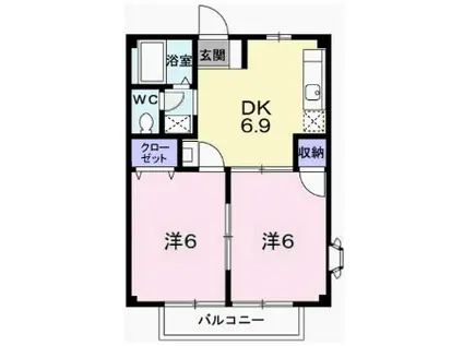 エムズフォレスト(2DK/1階)の間取り写真