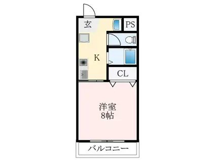 クリスタルマンション(1K/1階)の間取り写真