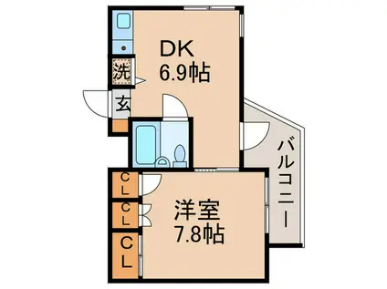 コスモ金町(1DK/3階)の間取り写真