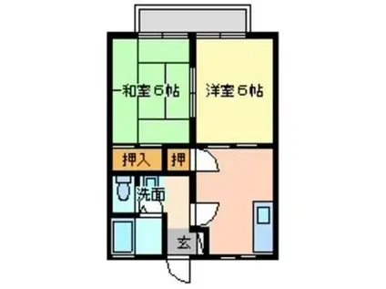 ビーライン・イソベ(2DK/1階)の間取り写真