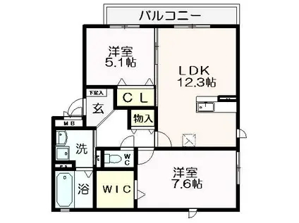 シルトクレーテ・ボナール(2LDK/1階)の間取り写真