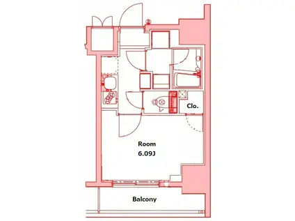 ハーモニーレジデンス川崎(1K/6階)の間取り写真