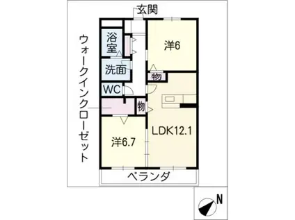 アンテヴェール(2LDK/1階)の間取り写真
