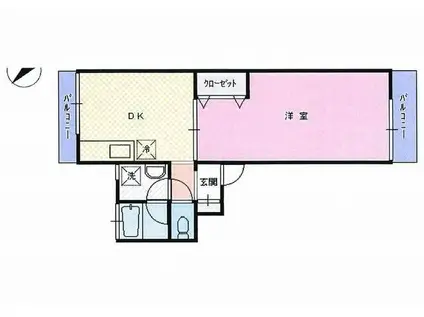 川口マンション(1DK/2階)の間取り写真
