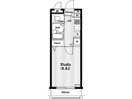 ガラ・シティ笹塚駅前(1K/2階)の間取り写真