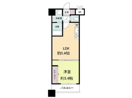 グランパーク天神A棟(1LDK/4階)の間取り写真