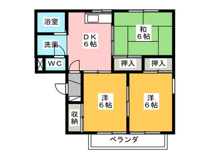 新富士ハイツB(3DK/1階)の間取り写真