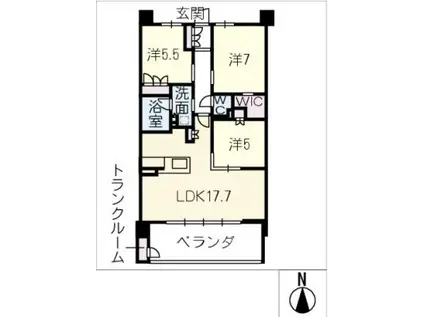 サンメゾン千種公園東(3LDK/5階)の間取り写真