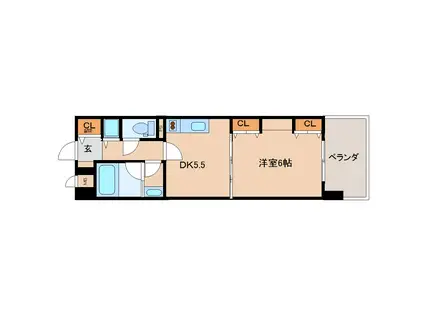 FORTUNAヤマダ(1DK/6階)の間取り写真