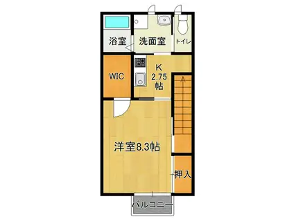 WOODSTOCK(1K/2階)の間取り写真