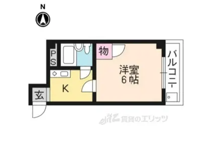 ヴィラ円町(1K/2階)の間取り写真