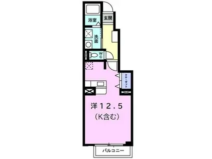 アウローラA(ワンルーム/1階)の間取り写真