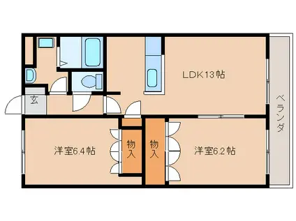 グランディール(2LDK/2階)の間取り写真