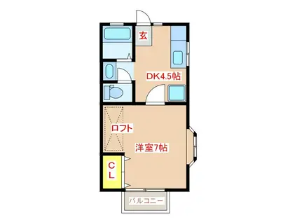 DARK HORSE(1DK/1階)の間取り写真