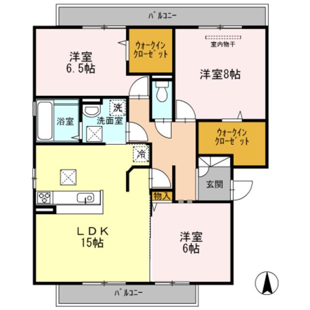 サウスメゾンムーランルージュ(3LDK/2階)の間取り写真