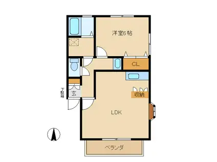 コーポJUSTY(1LDK/2階)の間取り写真