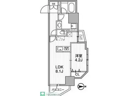 LUNIQ新御徒町I(1LDK/2階)の間取り写真