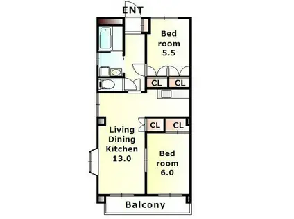 メゾフォルテHIRAI(2LDK/2階)の間取り写真