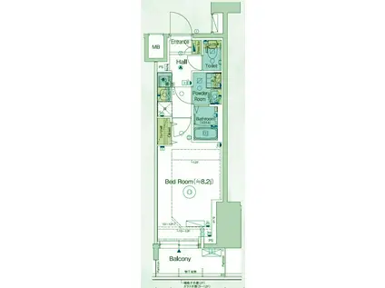 ガリシアレジデンス品川パークサイド(1K/12階)の間取り写真