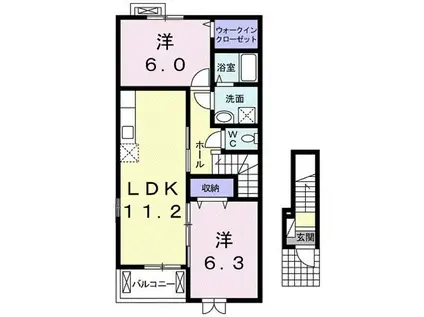ヴァンベール葉山 II(2LDK/2階)の間取り写真