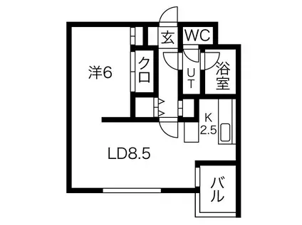 ノール琴似(1LDK/3階)の間取り写真