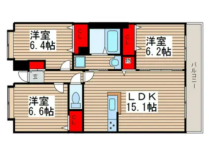 アソシエーション(3LDK/4階)の間取り写真